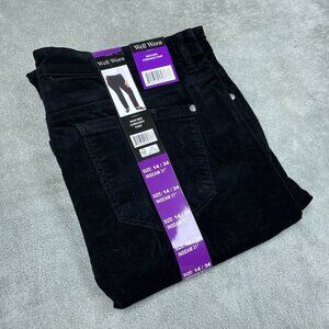 Well Worn Womens High Rise Corduroy Pants Size 14/34 Black Inseam 31" NWT 6561